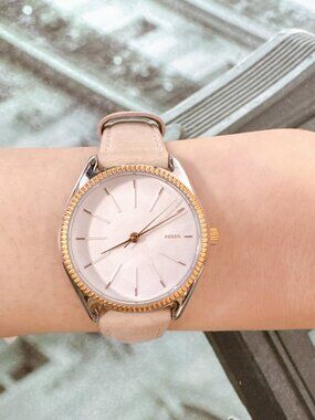 Fossil ES4574 Beige Leather Women Watch Original Fossil Leather Beige 14mm watch strap ES4574 main image 2